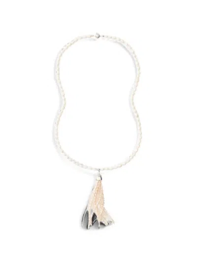 Julietta Delfina Linea Pearl-tassel Necklace In White