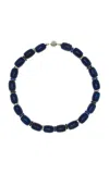 Julietta Donna Rhodium-plated Lapis Lazuli Necklace In Black