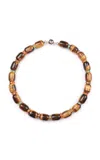 Julietta Donna Tiger Eye Collar Necklace In Brown