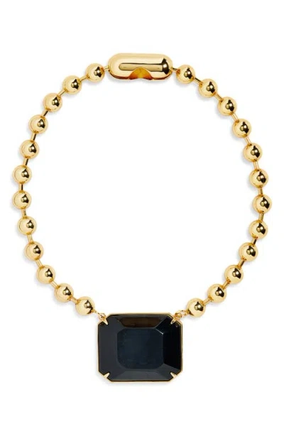 Julietta Doria 24k Gold Plate Ball Chain Pendant Necklace In Gold Black