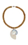 Julietta Exclusive Beaded Shell Necklace In Brown