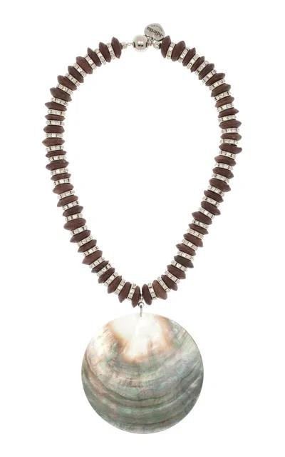 Julietta Exclusive Maddalena Beaded Shell Necklace In Brown