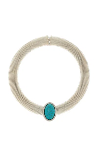 Julietta Exclusive Opyum Turquoise Rhodium-plated Necklace In Silver