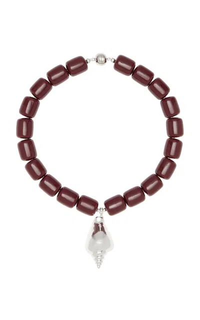 Julietta Exclusive Ponza Beaded Shell Necklace In Burgundy