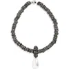 Julietta Faux Pearl Pendant Necklace In Black