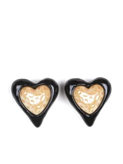 Julietta Heart-shaped Stud Earrings In Black