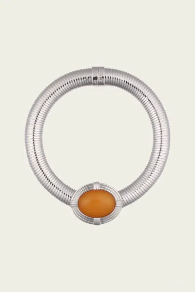 Julietta Hera Rhodium-plated Citrine Necklace In Silver
