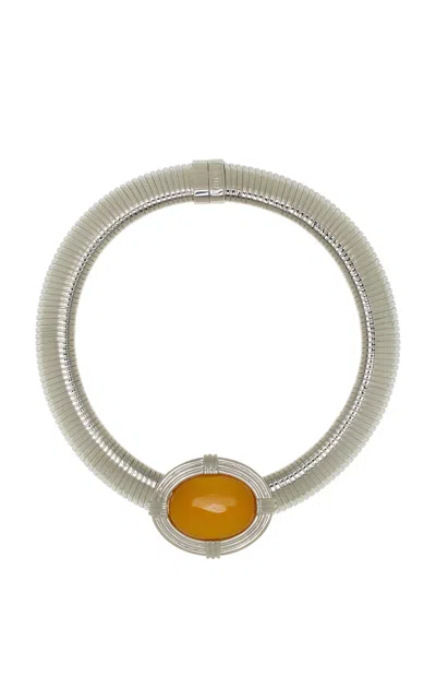 Julietta Hera Rhodium-plated Citrine Necklace In Metallic