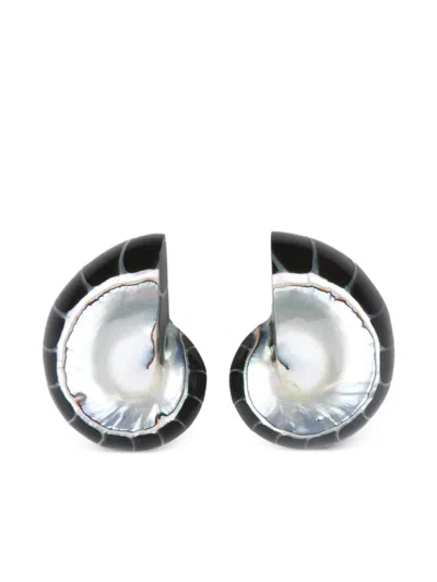 Julietta Nautilus Shell Earrings In Black