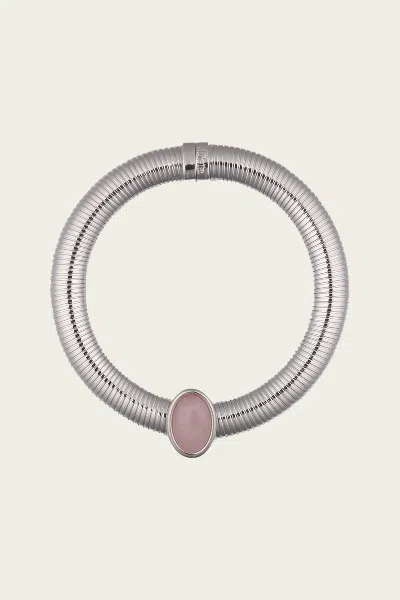 Julietta Opyum Necklace In Silver Pink