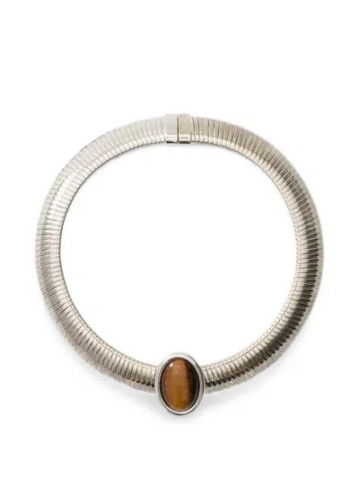 Julietta Opyum Tiger's Eye Necklace In Silver