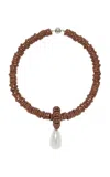 Julietta Pearl Beaded Necklace In Brown