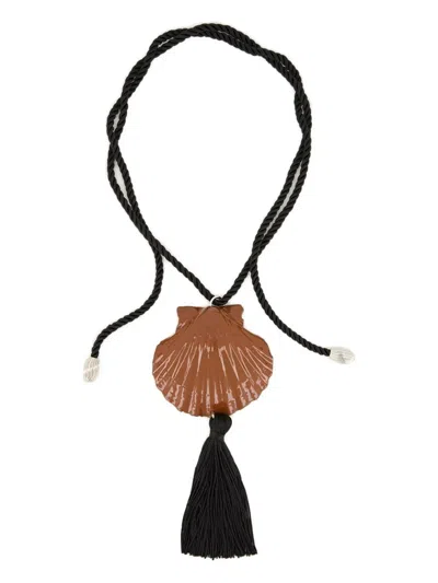 Julietta Pillar Shell-pendant Necklace In Black