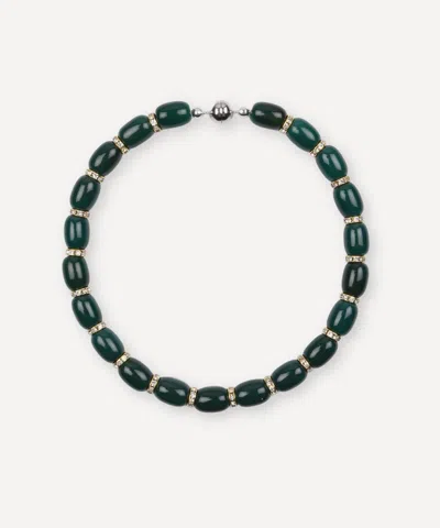 Julietta Rhodium-plated Donna Necklace With Jade In Green