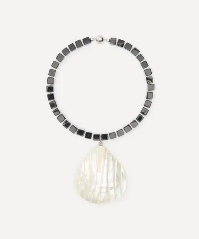 Julietta Rhodium-plated Oro Necklace With Mother-of-pearl And Black Onyx