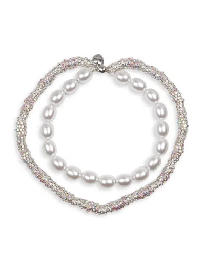 Julietta Women's Eva Silvertone, Crystal & Faux Pearl Necklace In Metallic