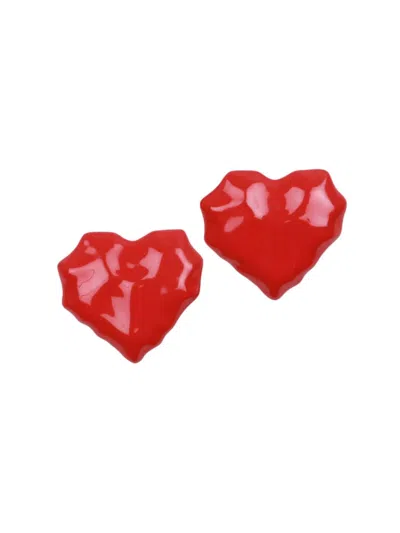Julietta Women's Lovegood Enamel Heart Stud Earrings In Red