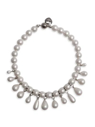 Julietta Women's Scarlet Silvertone & Imitation Pearls Necklace In Metallic