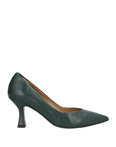 Juliette Vico Woman Pumps Emerald Green Size 6 Leather In Green