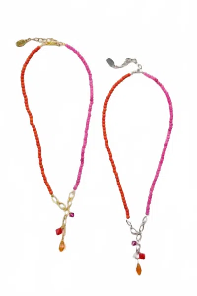 Julio Jewelry Torrence Necklace In Pink/orange In Multi