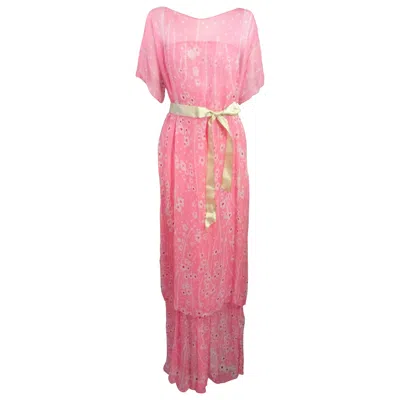 Pre-owned Julio Silk Chiffon Strapless Gown And Tunic In Pink