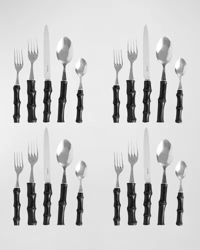 Juliska Bamboo 20-piece Flatware Set In Silver/black