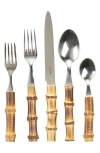 Juliska Bamboo 5-piece Flatware Place Setting In Silver/bamboo Natural