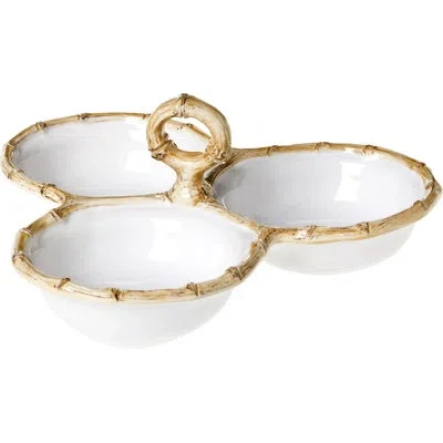 Juliska Bamboo 9" Triple Bowl Server - White/natural In White;tan