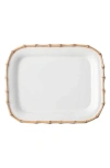 Juliska Bamboo Ceramic Rectangular Platter In White