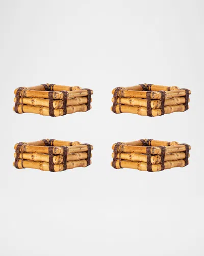 Juliska Bamboo Napkin Rings, Set Of 4 In Whitewash/bamboo Natural