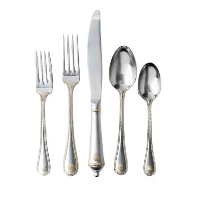 JULISKA BERRY AND THREAD 20 PIECE FLATWARE SET, BRIGHT SATIN WITH GOLD