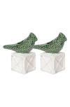Juliska Berry & Thread Bird Topiary Candlesticks, Set Of 2 In Green Multi