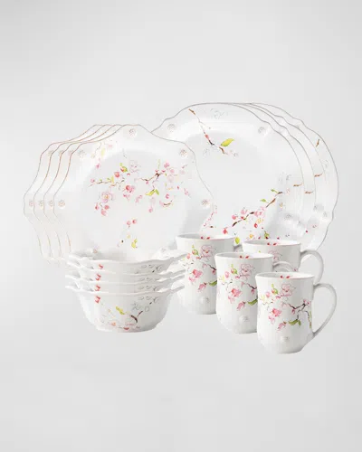 Juliska Berry & Thread Floral Sketch 16pc Place Setting - Cherry Blossom In White