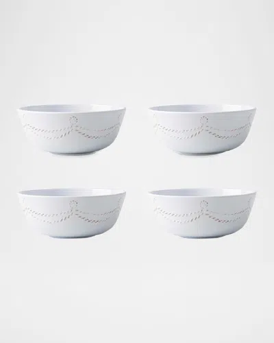 Juliska Berry & Thread Melamine Cereal/ice Cream Bowls, Set Of 4 In Whitewash