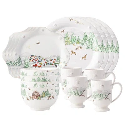 Juliska Berry & Thread North Pole 4 - Piece Place Setting In White,green,brown,red