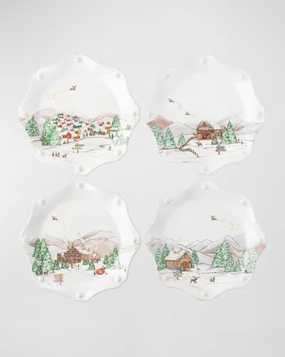 Juliska Berry & Thread North Pole Dessert/salad Plate Assorted, Set Of 4 In Multi