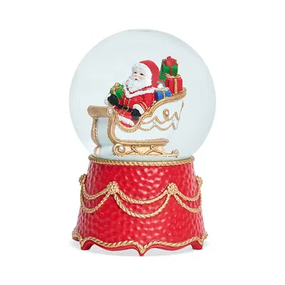 Juliska Berry & Thread North Pole Santa In Sleigh Snow Globe In Red