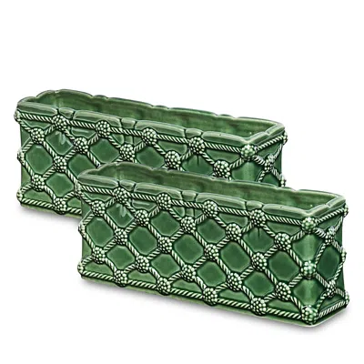 Juliska Berry & Thread Petite Parterre Garden 8 Planter, Set Of 2 In Green
