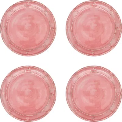 Juliska Berry & Thread Set Of 4 Melamine Dessert Plates In Pink