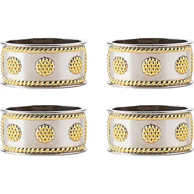 Juliska Berry & Thread Set Of 4 Napkin Rings In Silver
