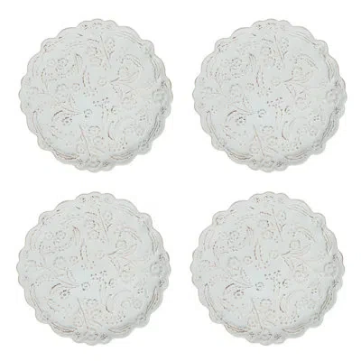 Juliska Berry & Thread Thistle Cocktail Plate Set In Whitewash