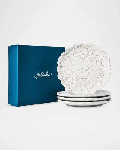 Juliska Berry & Thread Thistle Cocktail Plates, Set Of 4 In White