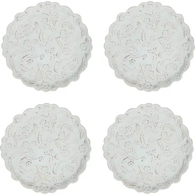 Juliska Berry & Thread Thistle Set Of 4 Cocktail Plates In Whitewash