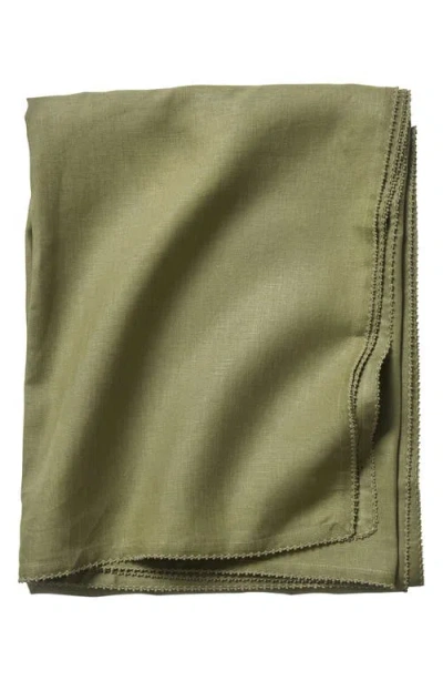 Juliska Berry Scallop Linen Tablecloth In Sage
