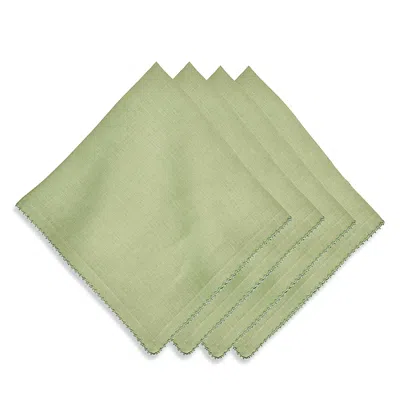 Juliska Set Of 4 Berry Scallop Linen Napkins In Green