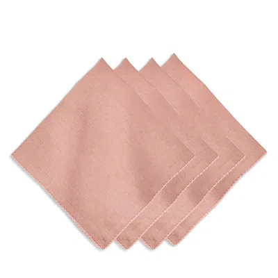 Juliska Set Of 4 Berry Scallop Linen Napkins In Pink