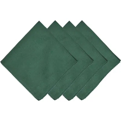 Juliska Berry Scallop Set Of 4 Linen Napkins In Green