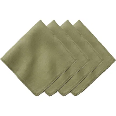 Juliska Berry Scallop Set Of 4 Linen Napkins In Green