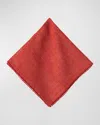 Juliska Berry Trim White Napkin In Red