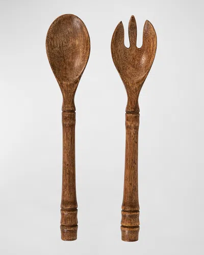 Juliska Bilbao Wood Salad Servers In Brown